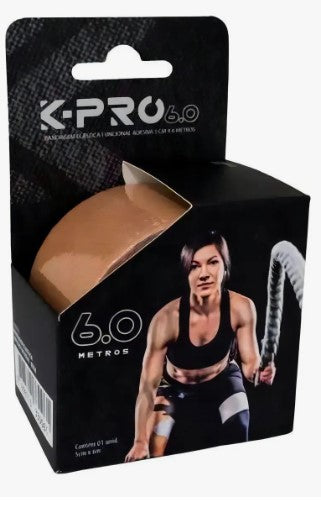 BANDAGEM ELASTICA ADESIVA BEGE 5CM X 6M K-PRO 6.0 (TIPO KINESIO)