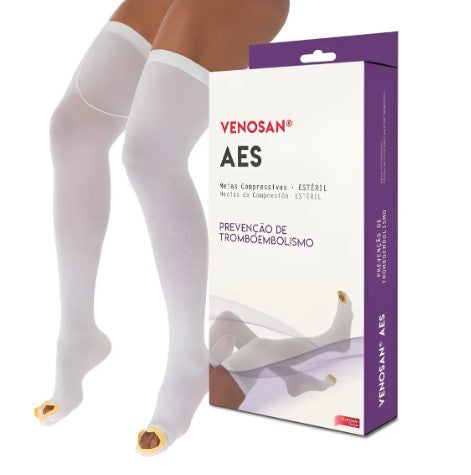 MEIA DE COMPRESSÃO ANTITROMBO AES 18MMHG AGH 7/8  PÉ ABERTO - VENOSAN