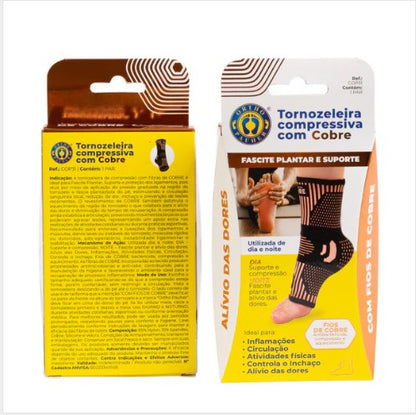 TORNOZELEIRA DE COMPRESSÃO COM COBRE - ORTHOPAUHER